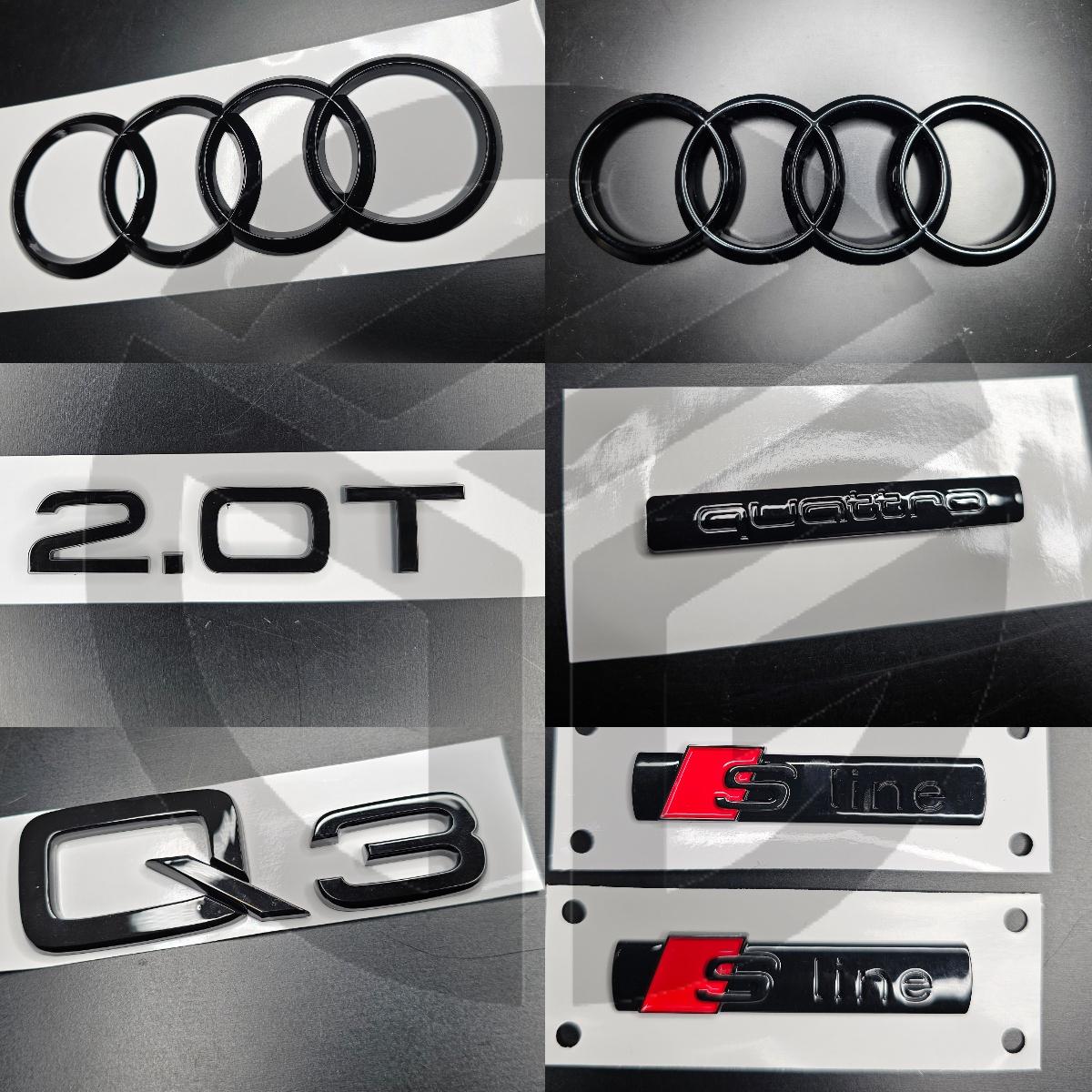 Audi Q3 2010-2015 Gloss Black Badges Grille/Boot/Fender Full Set 2 X S-Line, Quattro, 2.0T