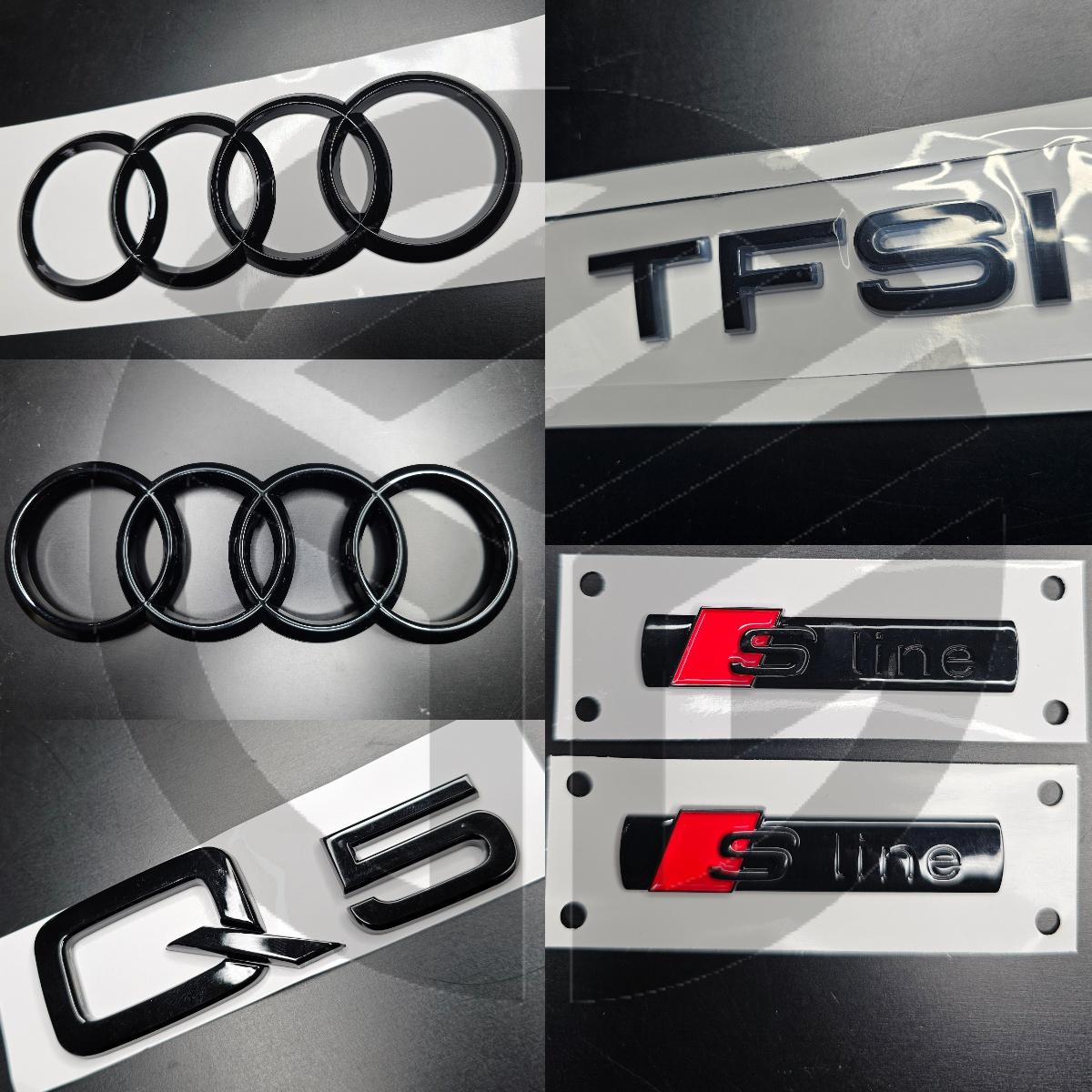 Audi Q5 2008-2017 Gloss Black Badges Grille/Boot/Fender Full Set 2 X S-Line/TFSI