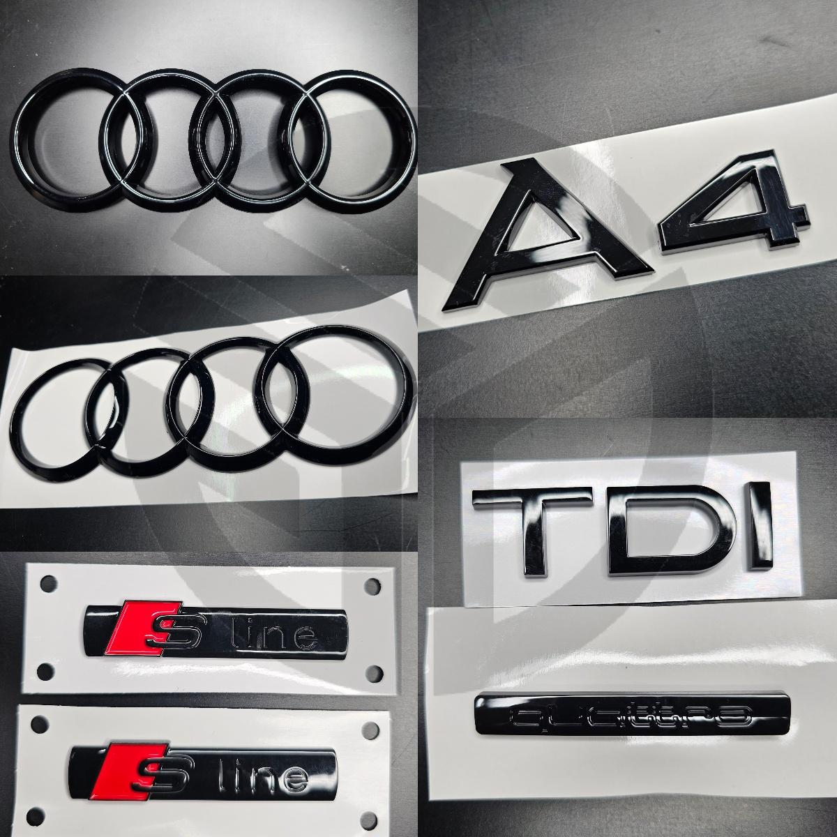 Audi A4 B8 2009-2016 Gloss Black Badges GRILLE/Boot/FENDER Set/ 2 X S-Line/TDI/Quattro