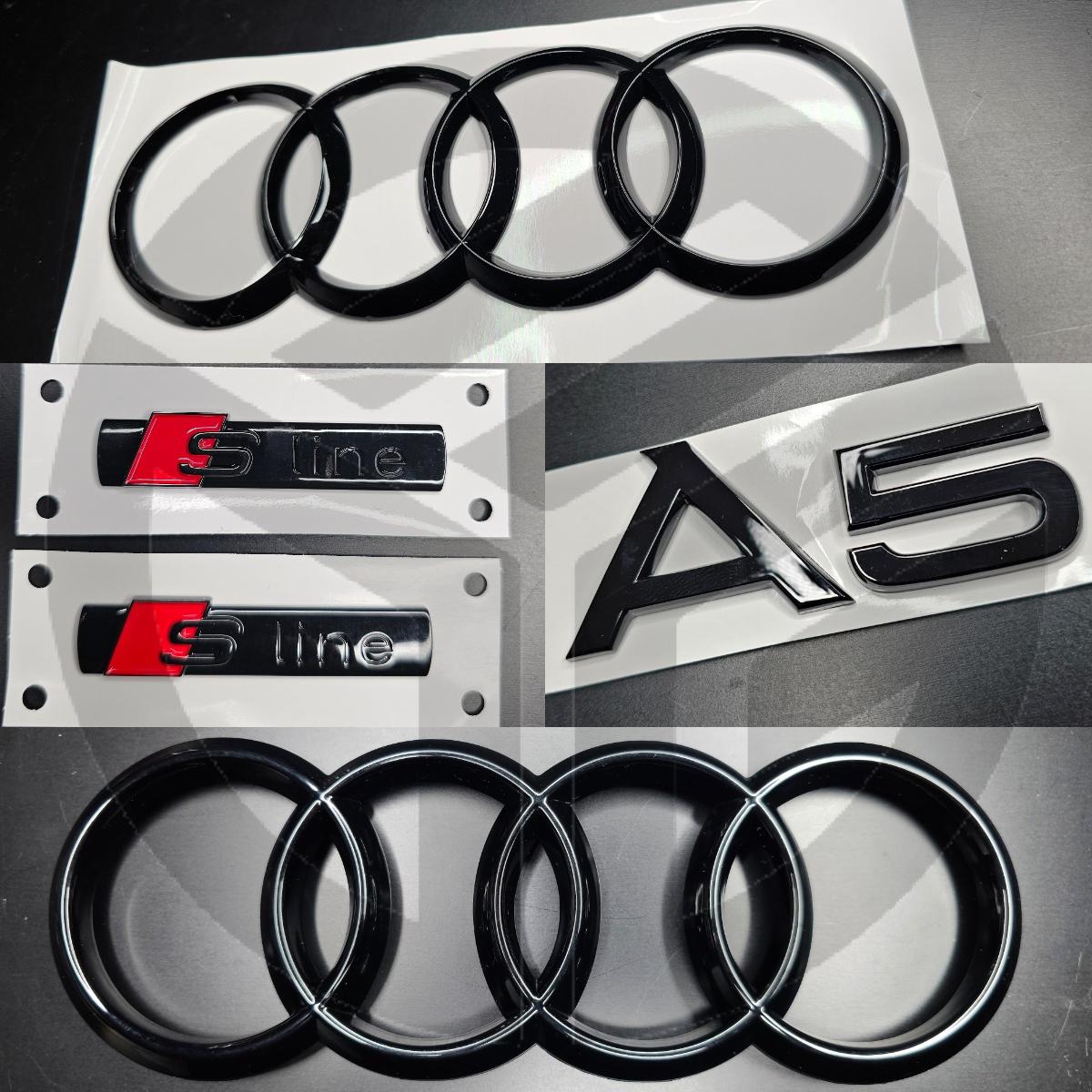 Audi A5 Coupe 2008-2016 Gloss Black Badges Grille/Fender/Boot Set 2 x S-Line