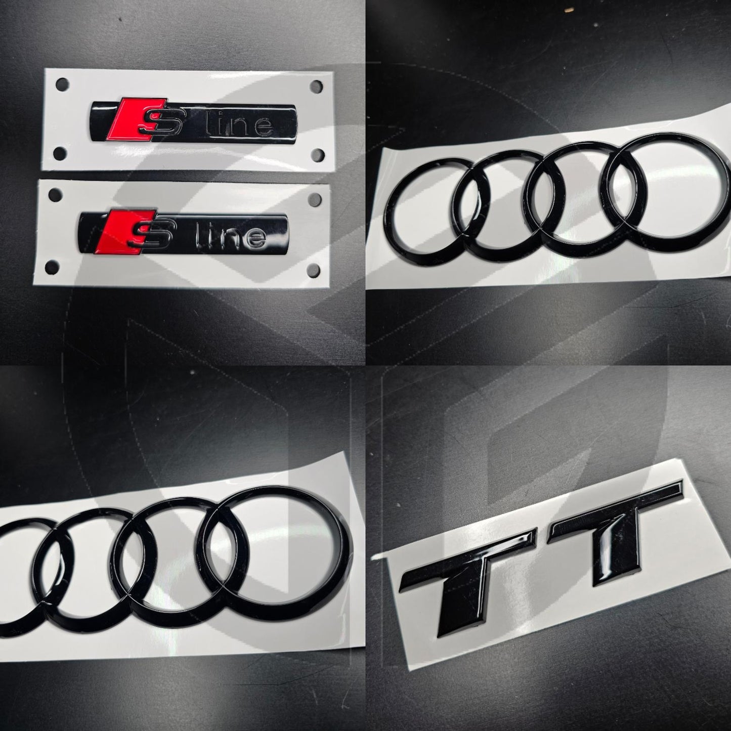 Audi TT MK3 15-23 Gloss Black Badges Bonnet/Boot/Fender Full Set 2 X S-Line