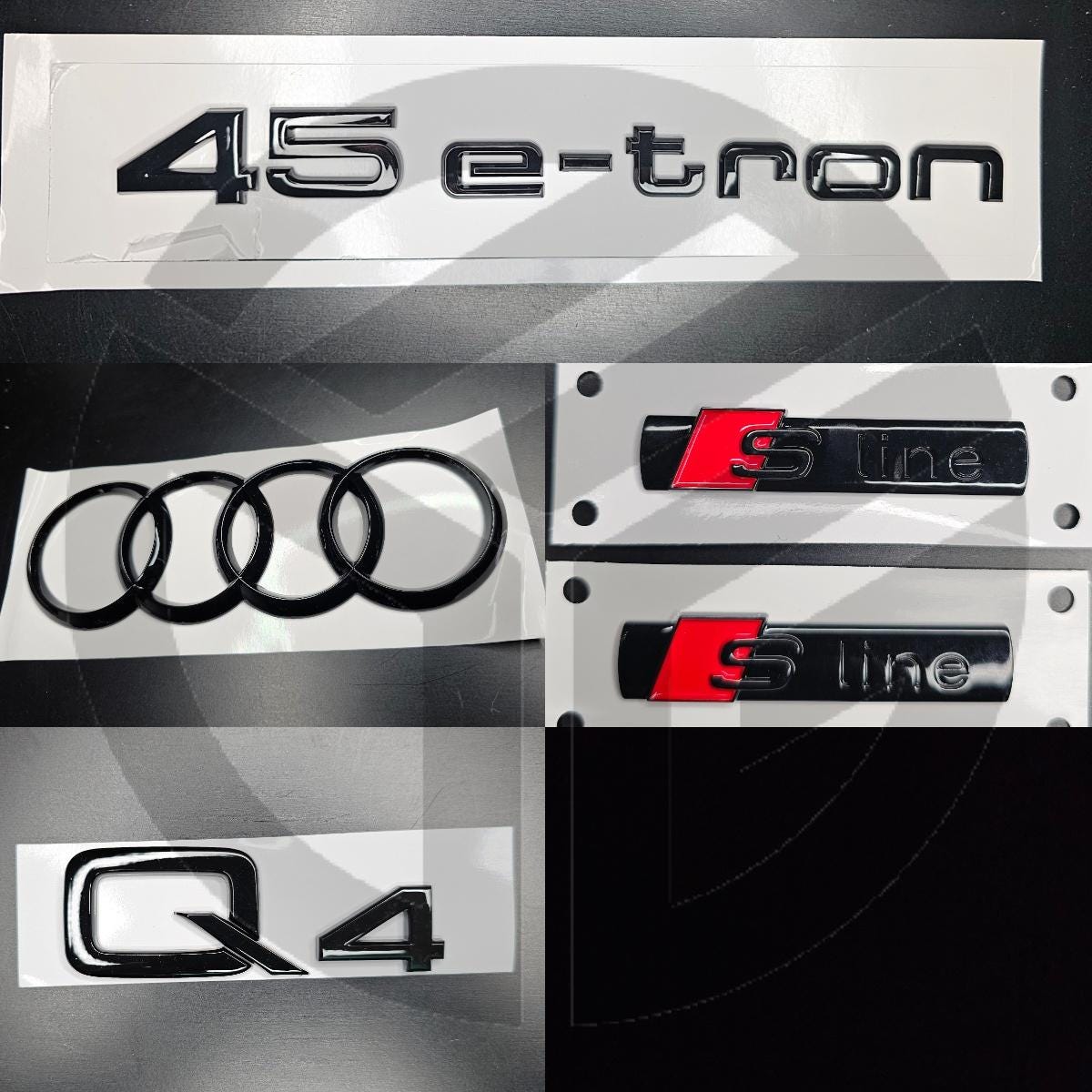 Audi Q4 2021+ Gloss Black Badges Fender/Boot Set 2 X S-Line/45E-TRON