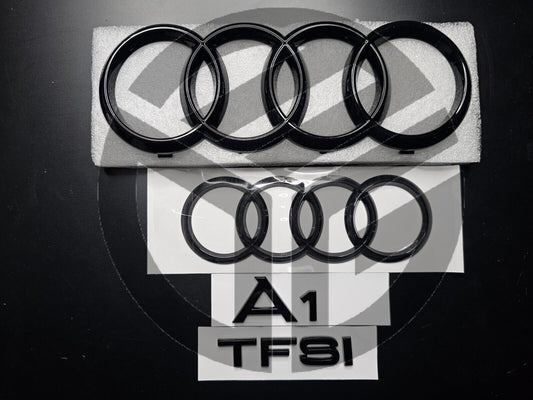 Audi A1 TFSI Gloss Black Badges FULL SET Emblem Grille/Boot