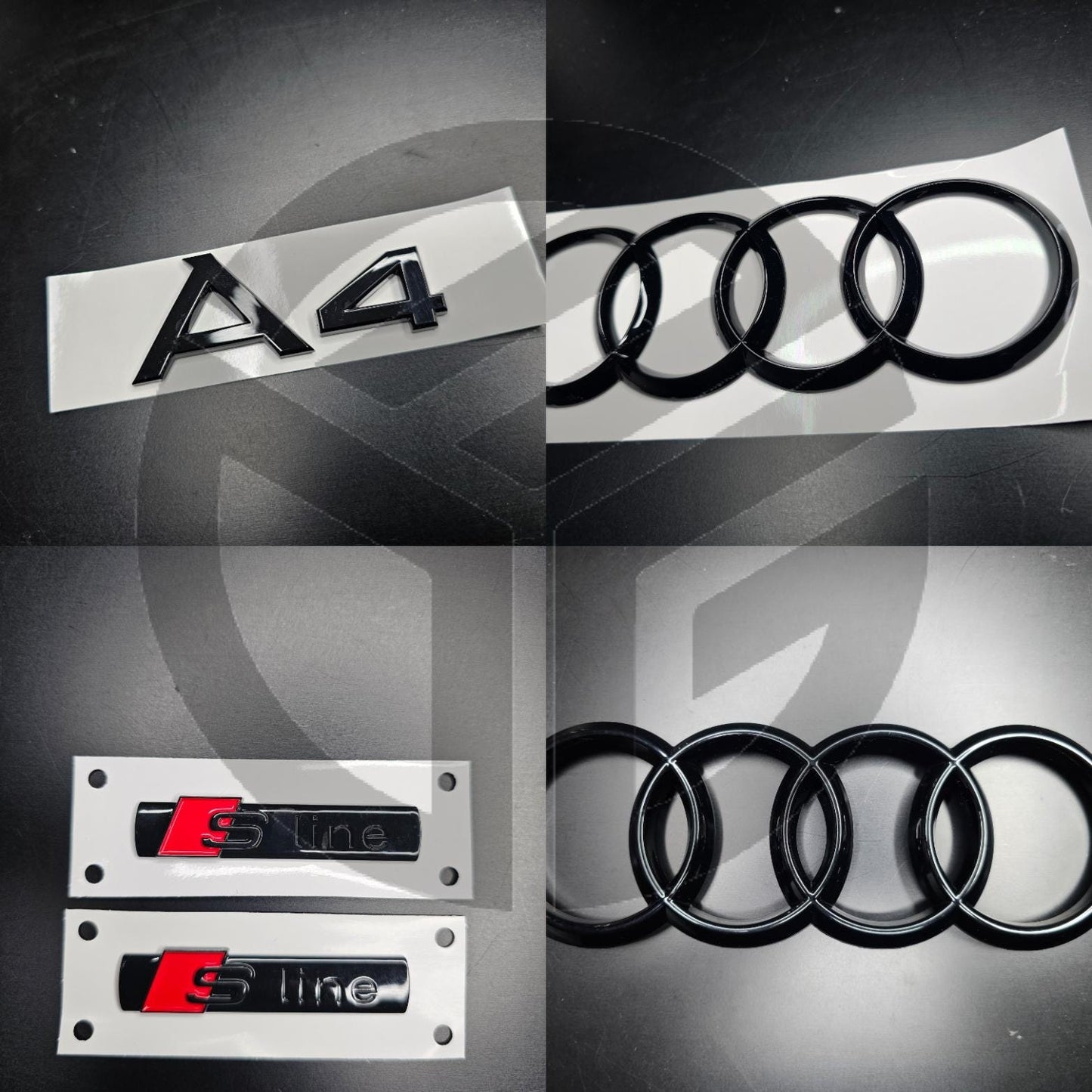 Audi A4 B7 2004-2007 Gloss Black Badges GRILLE/BOOT/FENDER Set/ 2 X S-Line