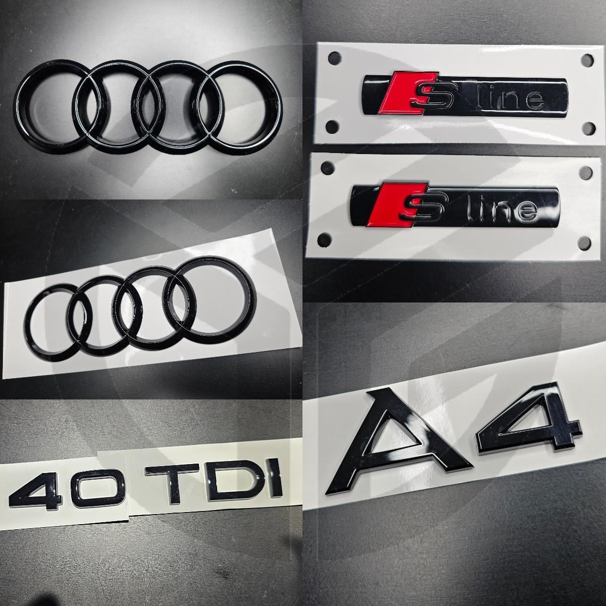 Audi A4 2020+ Gloss Black Badges GRILLE/BOOT/FENDER Set/ 2 X S-Line / 40TDI