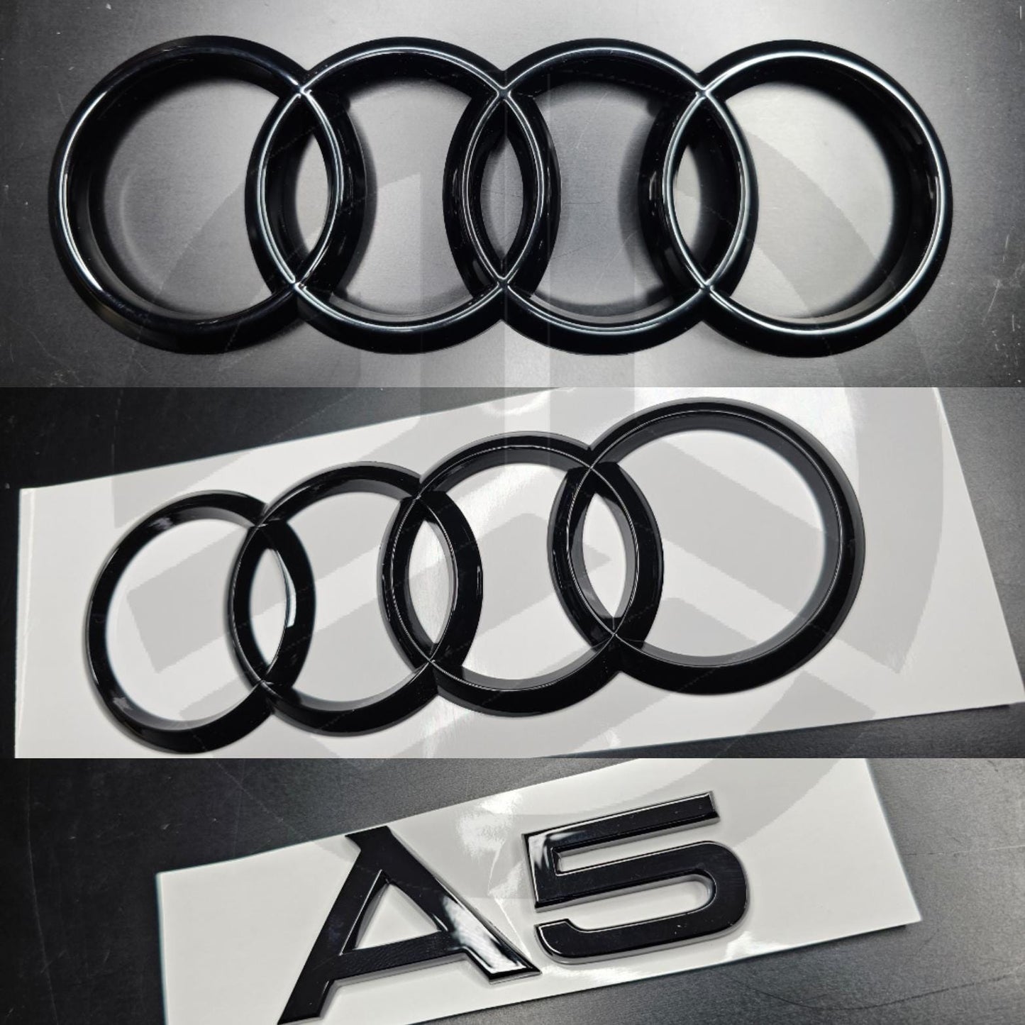 Audi A5 Coupe 2008-2016 Gloss Black Badges Grille/Boot Set