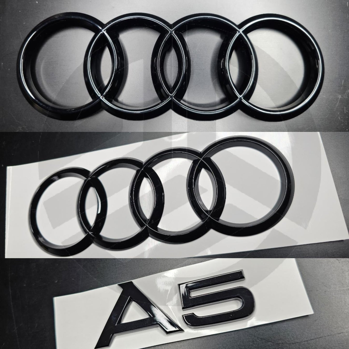Audi A5 Sportback 2020+ Gloss Black Badges Grille/Boot Set