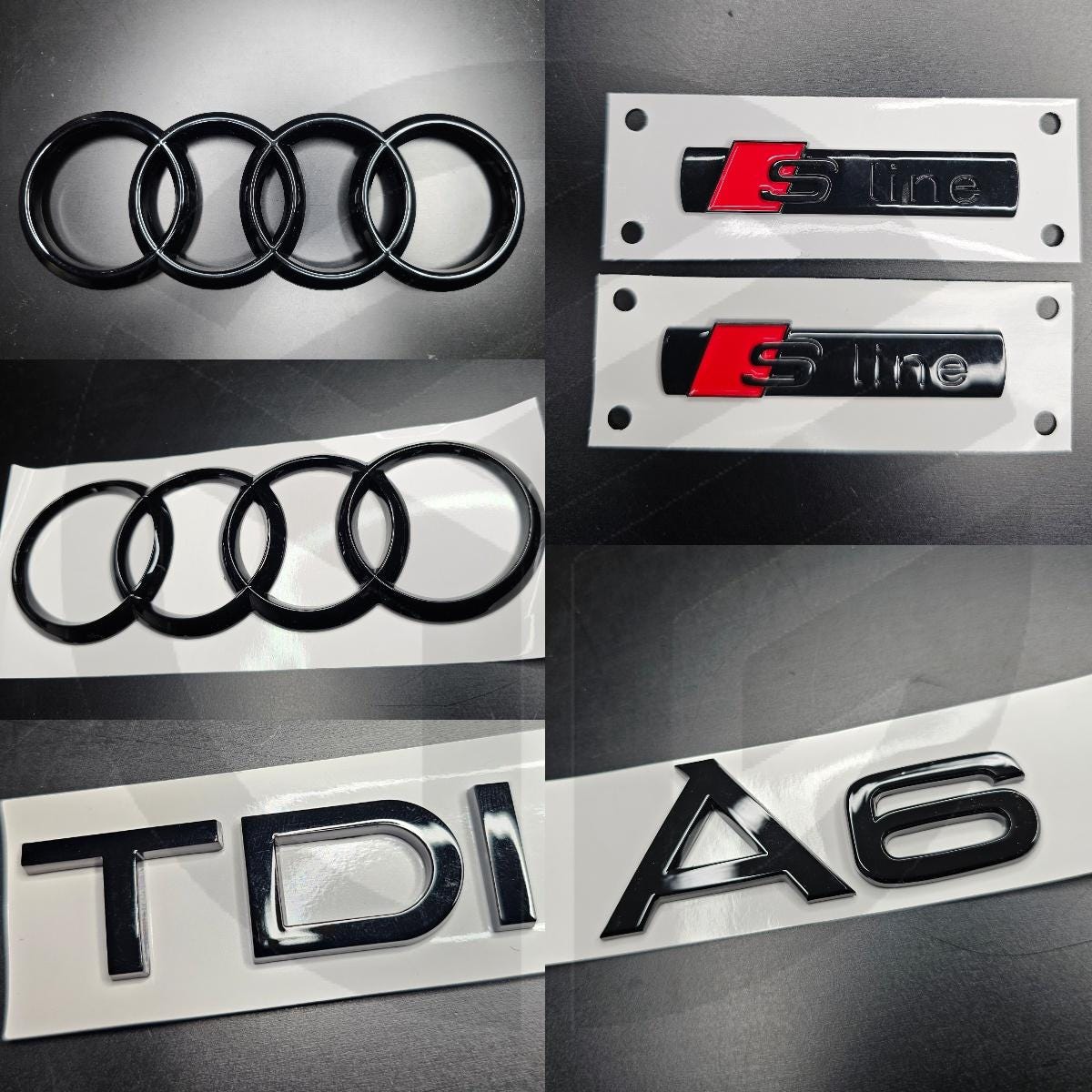 Audi A6 2016-2018 C7.5 Facelift Version Gloss Black Badges Grille/Fender/Boot Set 2 x S-Line/TDI