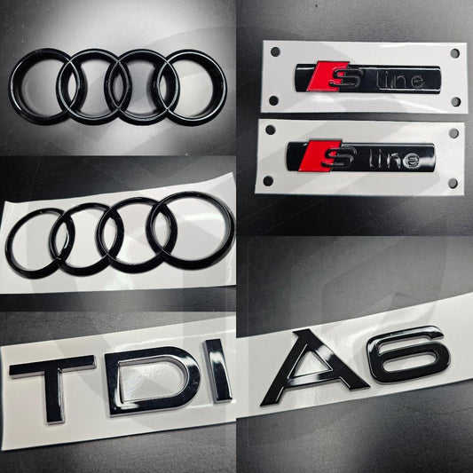 Audi A6 2016-2018 C7.5 Facelift Version Gloss Black Badges Grille/Fender/Boot Set 2 x S-Line/TDI