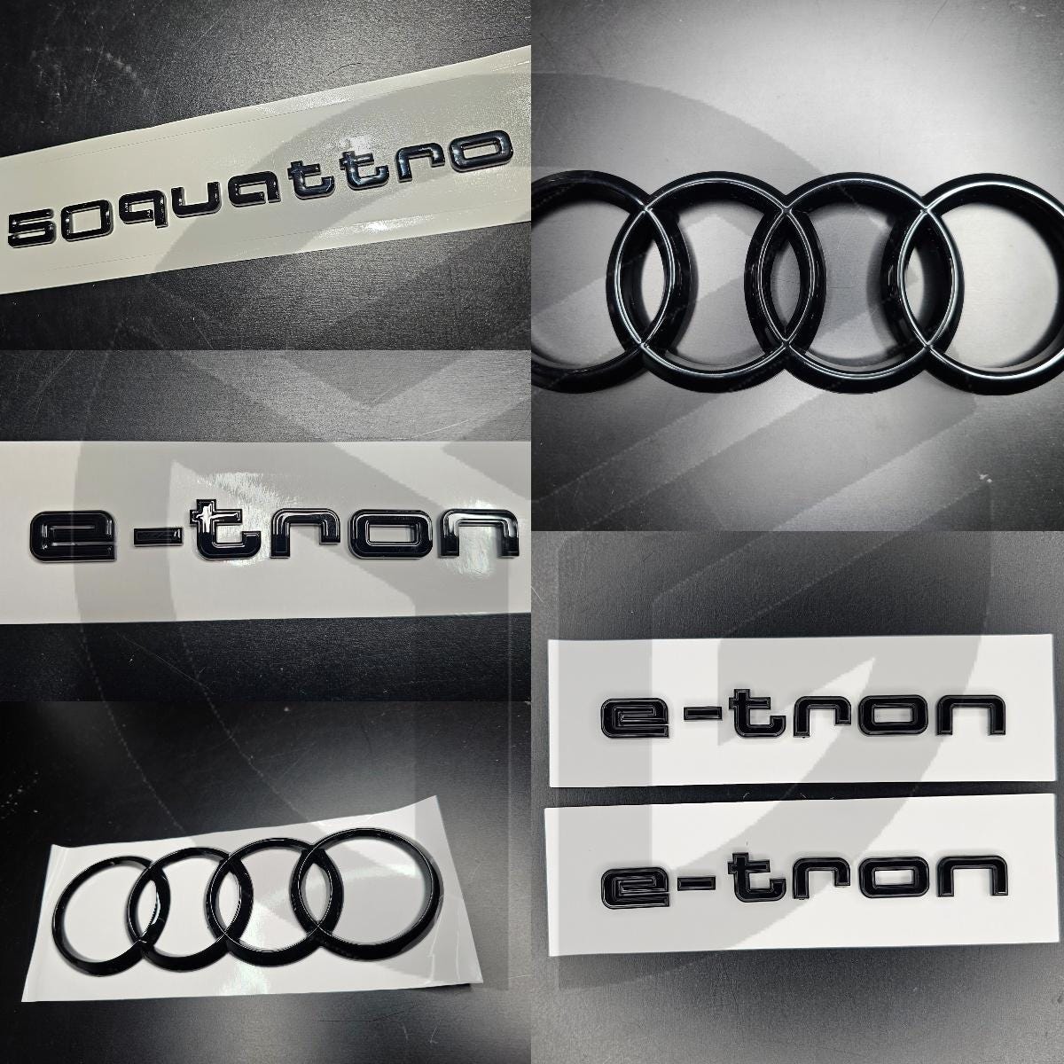 Audi E-Tron 2019+ SUV 50 QUATTRO/E-TRON Gloss Black Badges Grille/Fender/Boot Full Set