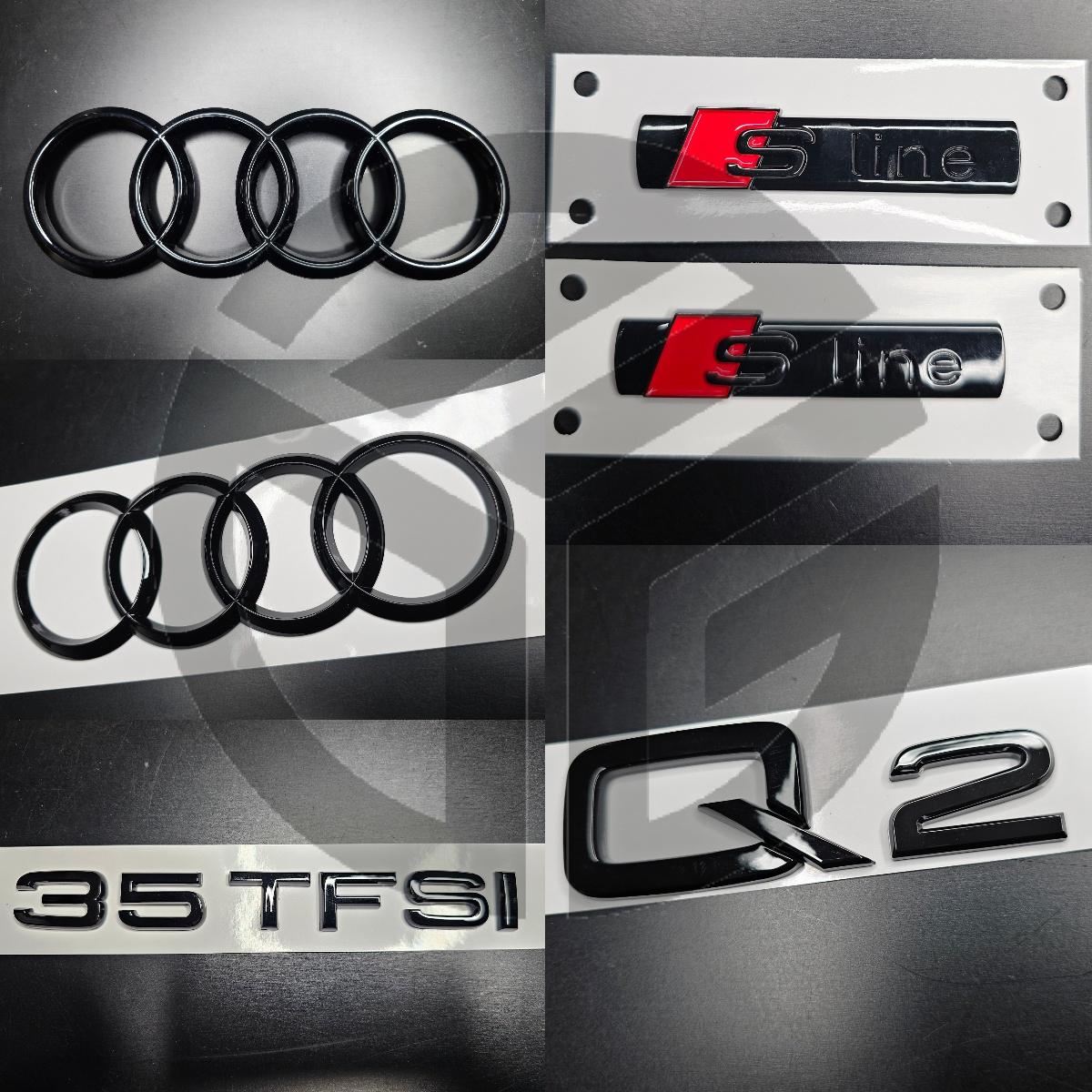 Audi Q2 2017+ Gloss Black Badges Grille/Boot/Fender Full Set 2 X S-Line/35TFSI