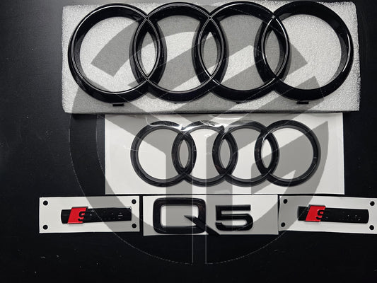 Audi Q5 2021+ SPORTBACK Version Gloss Black Badges Grille/Boot/Fender Full Set 2 X S-Line