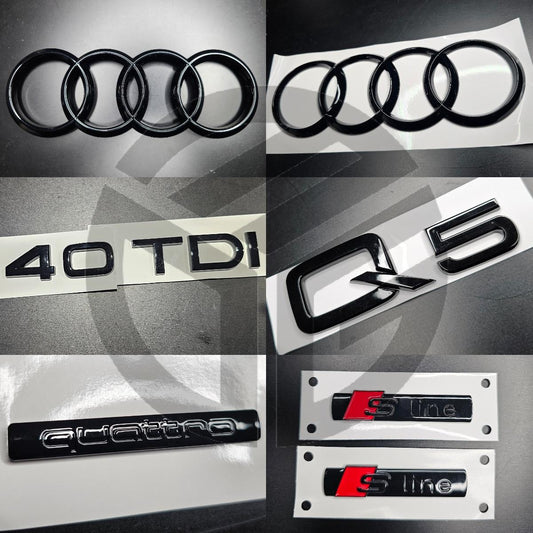 Audi Q5 2021+ SPORTBACK Version Gloss Black Badges Grille/Boot/Fender Full Set 2 X S-Line/40TDI/QUATTRO