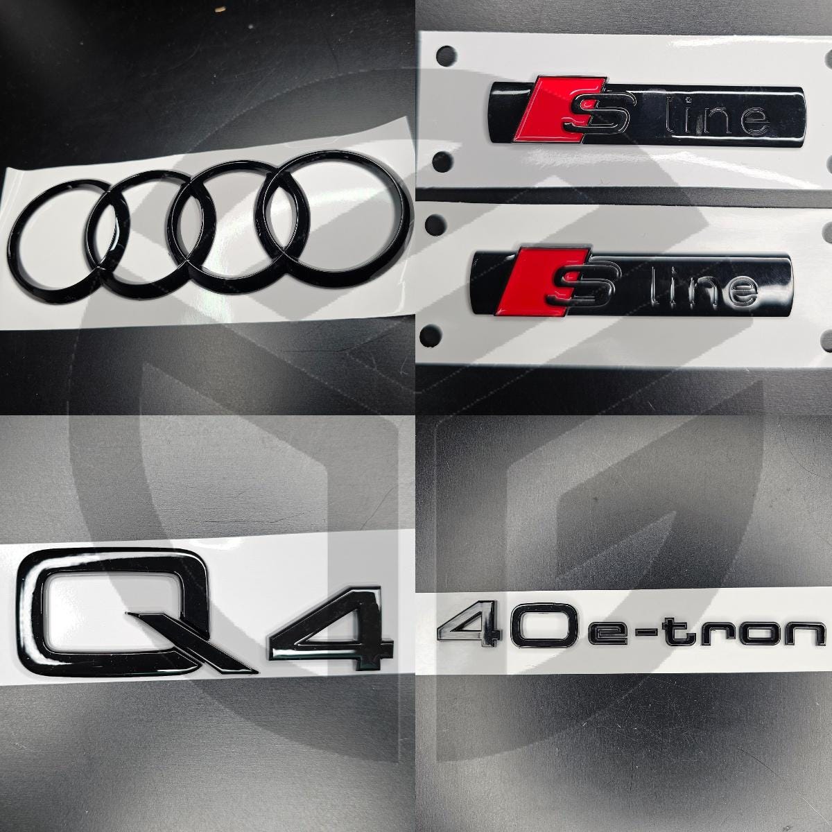 Audi Q4 2021+ Gloss Black Badges Fender/Boot Set 2 X S-Line/40E-TRON