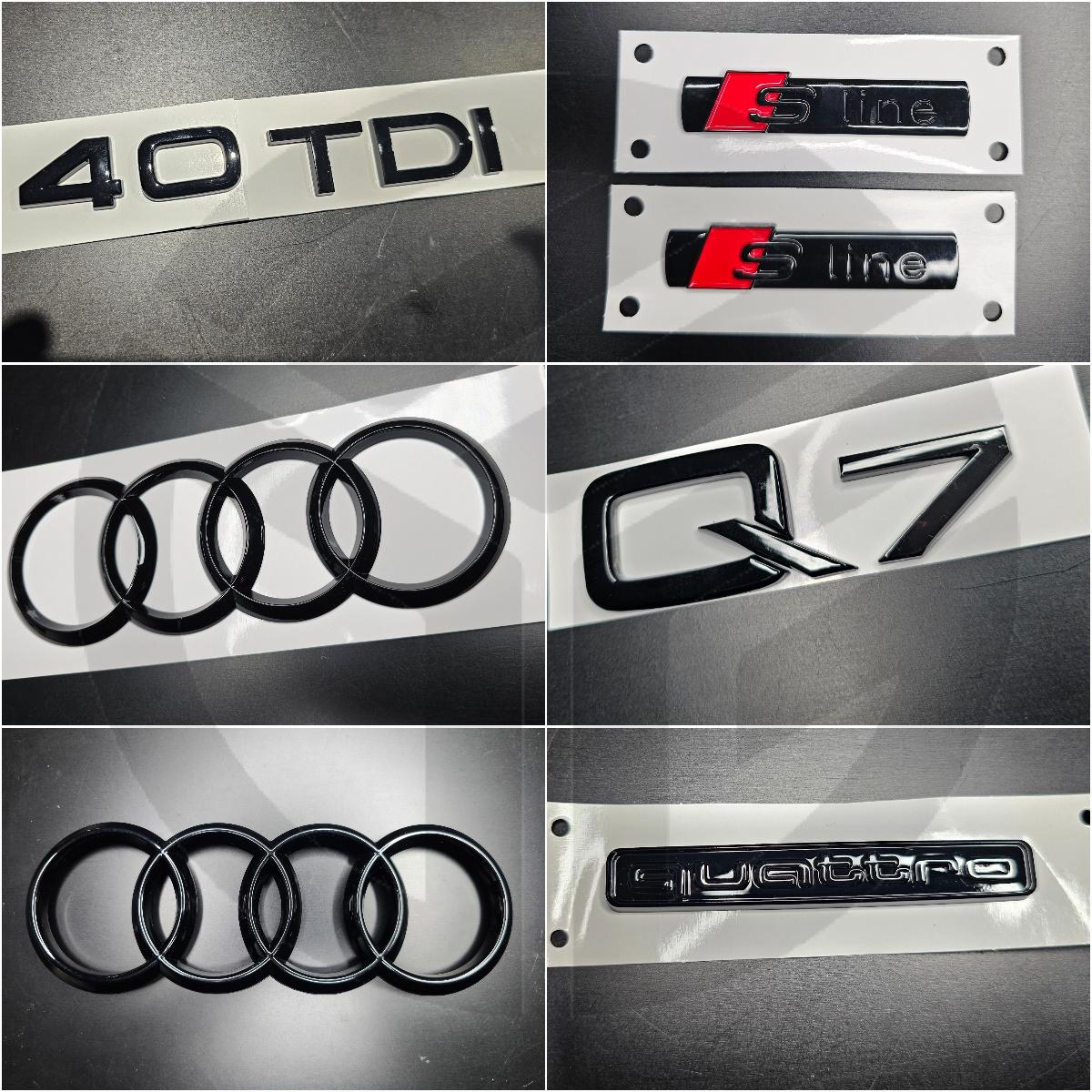 Audi Q7 2016+ Gloss Black Badges Grille/Boot/Fender Full Set 2 X S-Line/40TDI/QUATTRO
