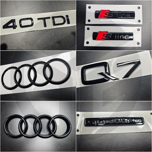 Audi Q7 2016+ Gloss Black Badges Grille/Boot/Fender Full Set 2 X S-Line/40TDI/QUATTRO