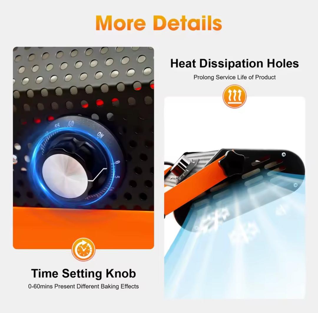 2x1000w Car Infrared Paint Heating Heater Lamp Spray/baking Workshop Curing Lamp