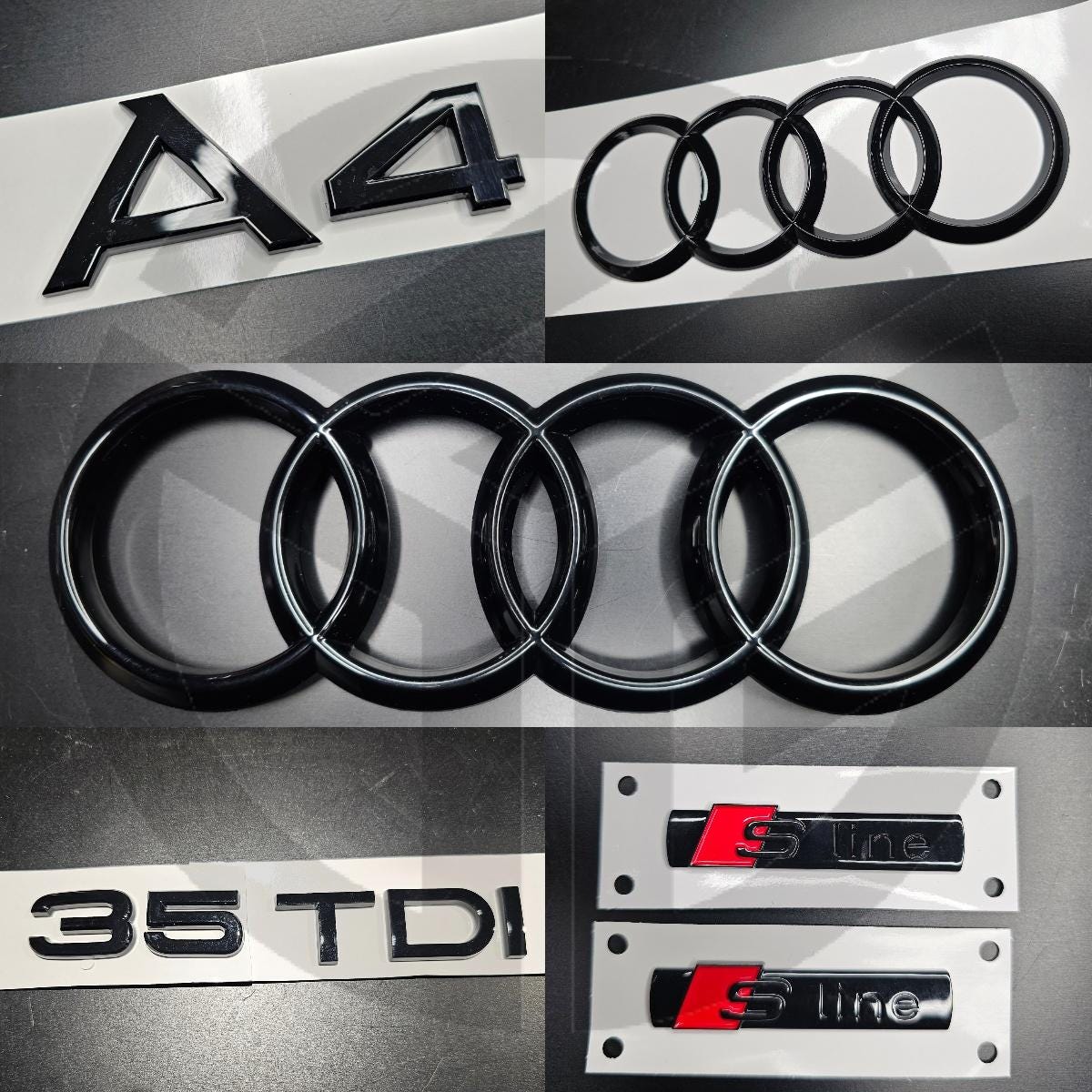 Audi A4 2020+ Gloss Black Badges GRILLE/BOOT/FENDER Set/ 2 X S-Line / 35TDI