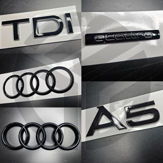Audi A5 Coupe 2017-2019 Gloss Black Badges Grille/Boot Set/TDI/Quattro