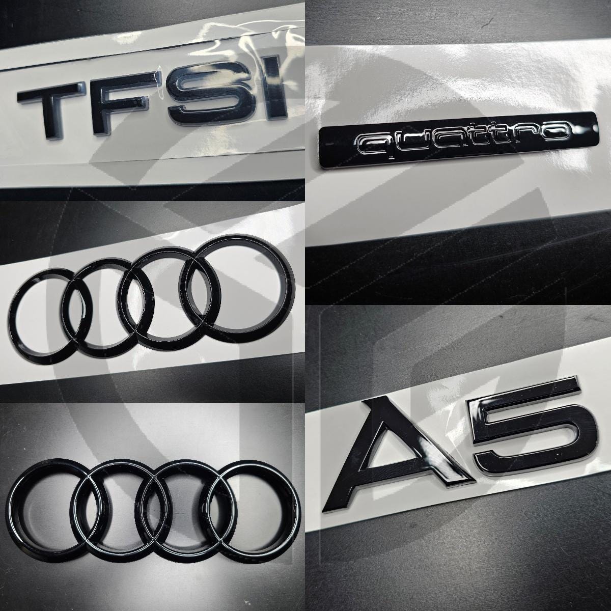 Audi A5 Coupe 2008-2016 Gloss Black Badges Grille/Boot Set/TFSI/Quattro