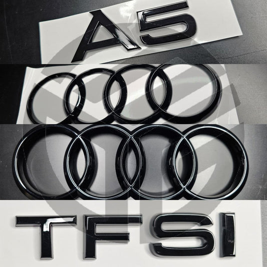 Audi A5 Coupe 2017-2019 Gloss Black Badges Grille/Boot Set/ TFSI