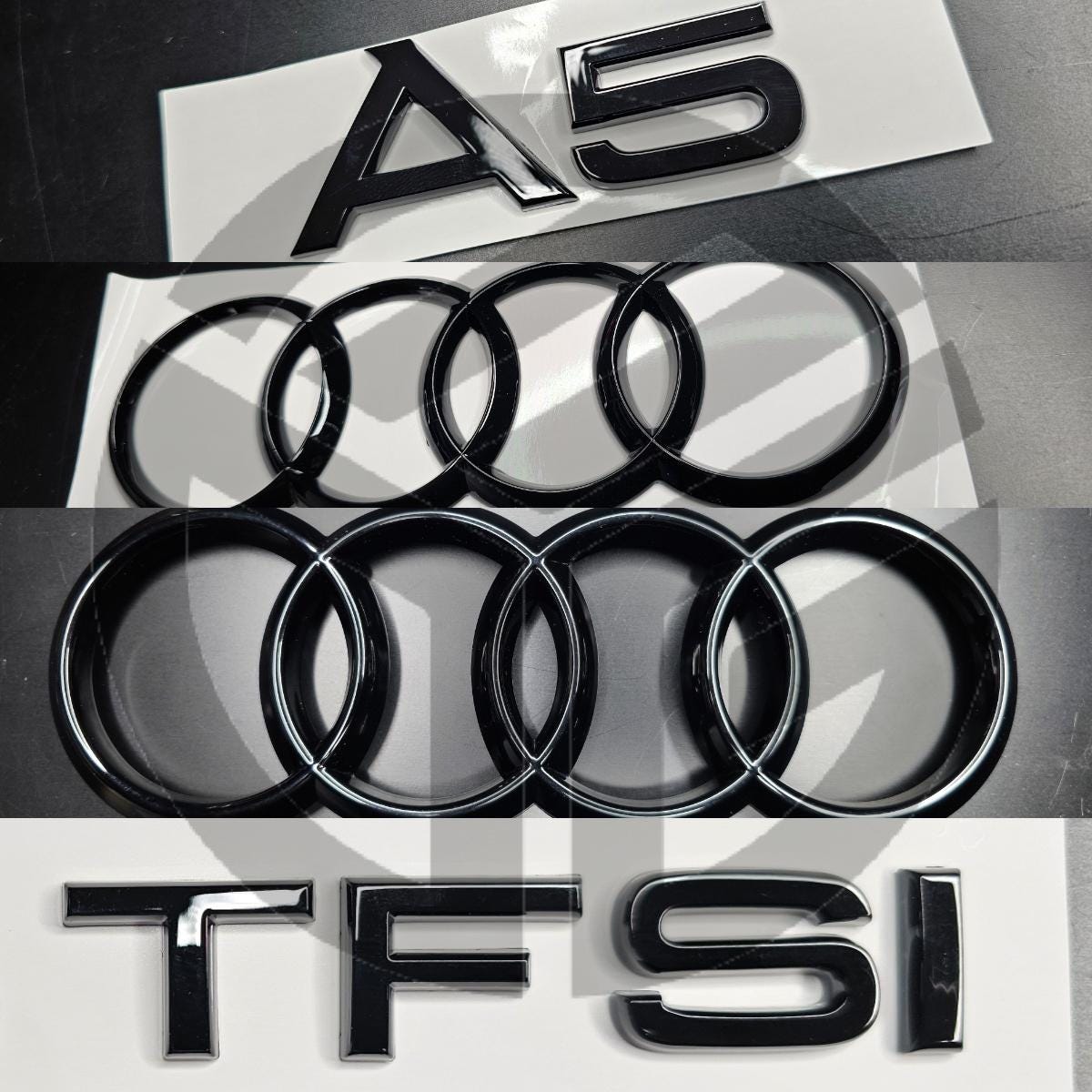 Audi A5 Coupe 2020+ Gloss Black Badges Grille/Boot Set / TFSI