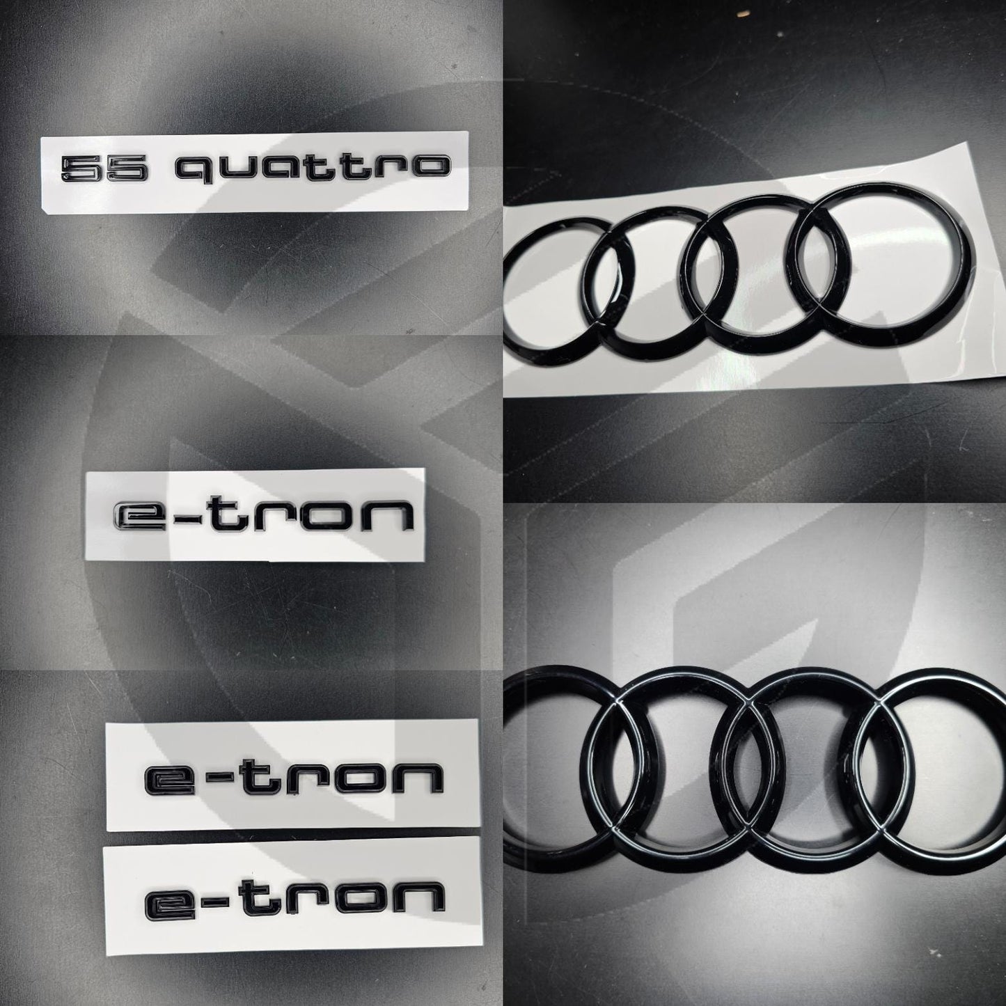 Audi E-Tron 2019+ 55 QUATTRO/E-TRON Gloss Black Badges Grille/Fender/Boot Full Set