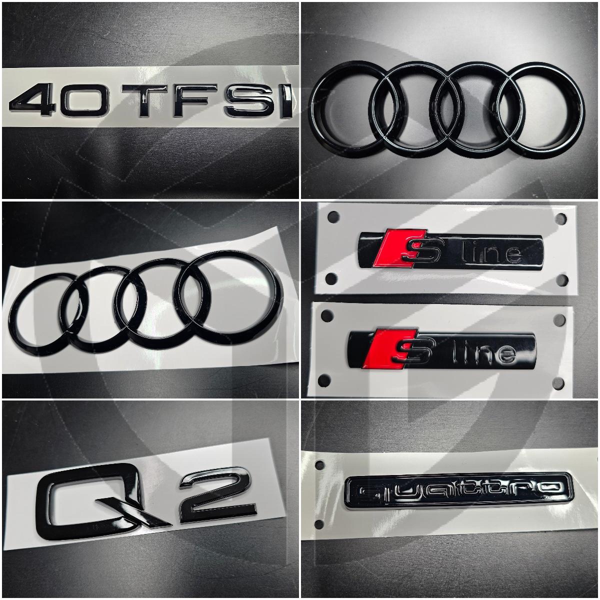 Audi Q2 2017+ Gloss Black Badges Grille/Boot/Fender Full Set 2 X S-Line/40TFSI/QUATTRO