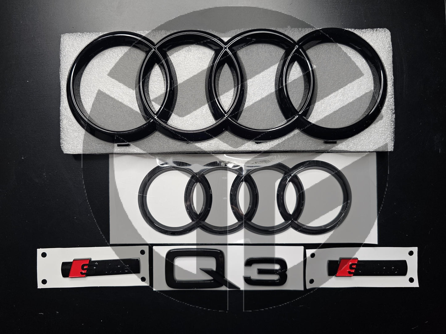 Audi Q3 2019+ Gloss Black Badges Grille/Boot/Fender Full Set 2 X S-Line