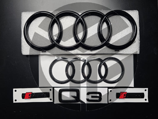 Audi Q3 2019+ SPORTBACK Gloss Black Badges Grille/Boot/Fender Full Set 2 X S-Line