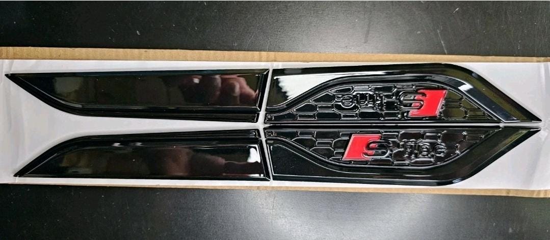 Audi A5 Fender/Wing/Door Badges 2017+ S-LINE Version Gloss Black