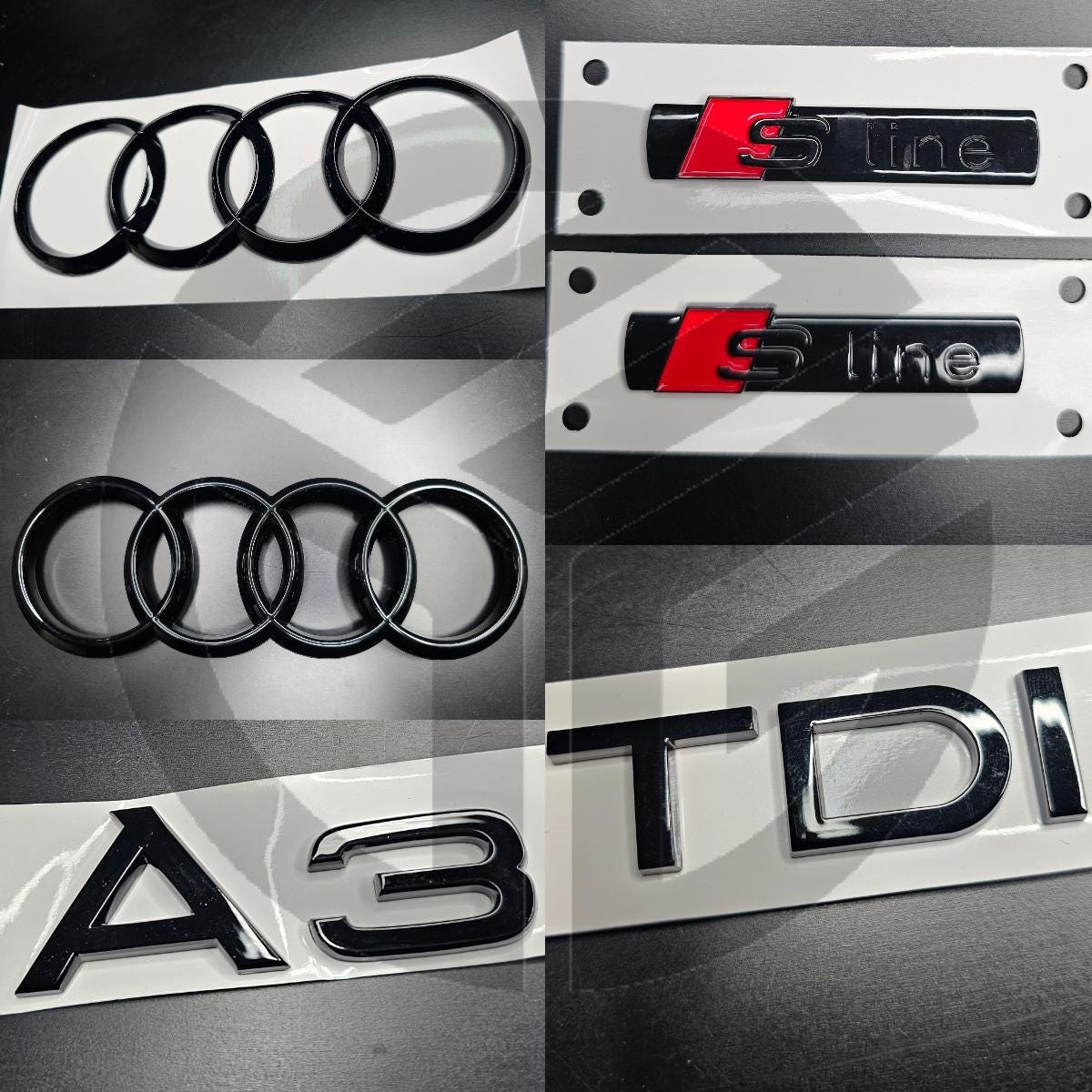 Audi A3 2006-2012 8P Gloss Black Badges GRILLE/BOOT/FENDER Set/ 2 X S-Line/Tdi