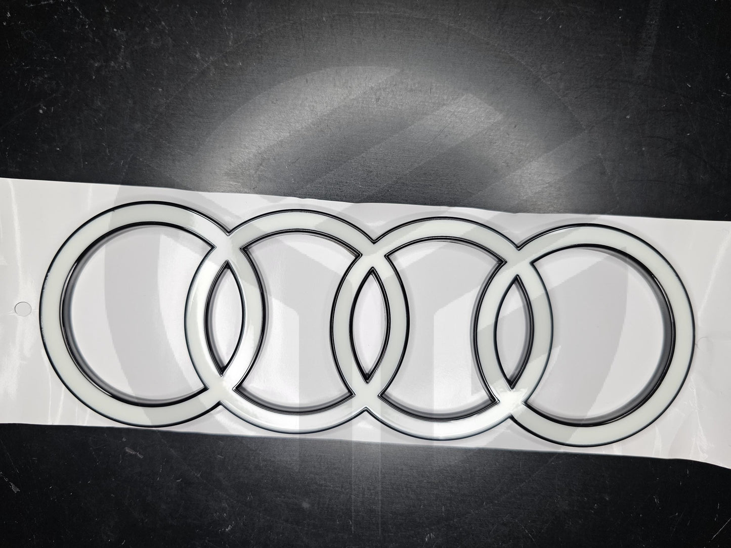 New 2025+ Audi Rear Boot/Trunk/Tailgate Logo Badge Rings Emblem Black/White 200mm