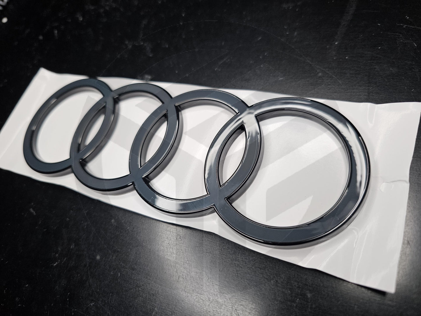 New 2025+ Audi A5 Rear Boot/Trunk/Tailgate Logo Badge Rings Emblem Black/Grey