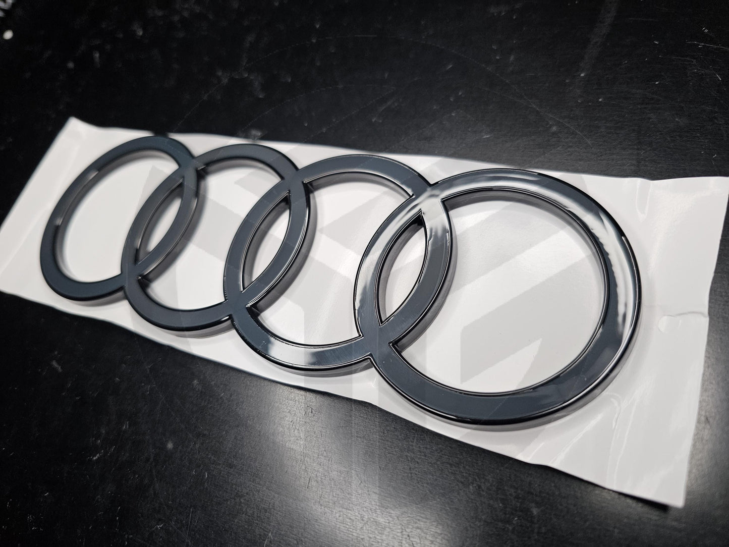 New 2025+ Audi A3 Rear Boot/Trunk/Tailgate Logo Badge Rings Emblem Black/Grey