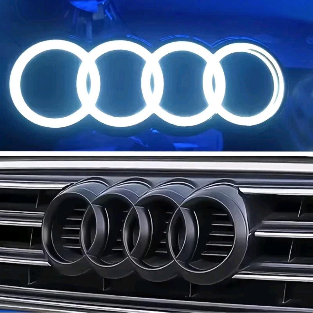 Gloss Black LED Light Up Audi Rings Grille Badge A1 A3 A4 A5 A6 A7 A8 Q3 Q5 Q7