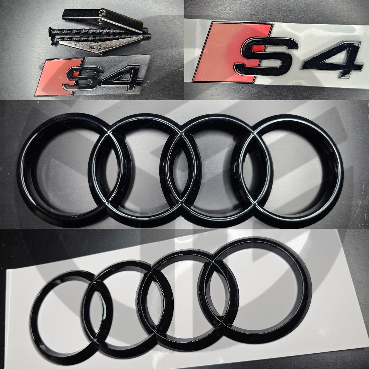 Audi S4 B9.5 2020-2024 Gloss Black Badges Bonnet/Boot (Includes S4 Grille Badge)