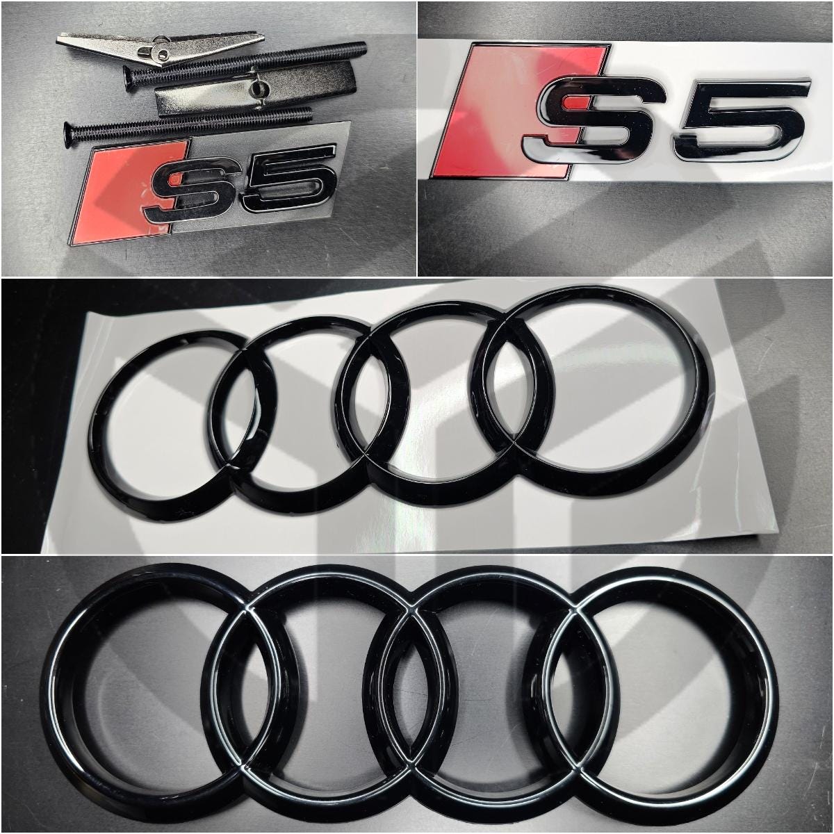 Audi S5 Sportback Version B9 2017-2019 Gloss Black Badges Bonnet/Boot (Includes S5 Grille Badge)