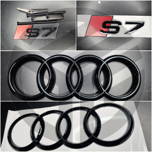 Audi S7 2012-2018 Gloss Black Badges Grille/Boot (Includes Grille Badge)